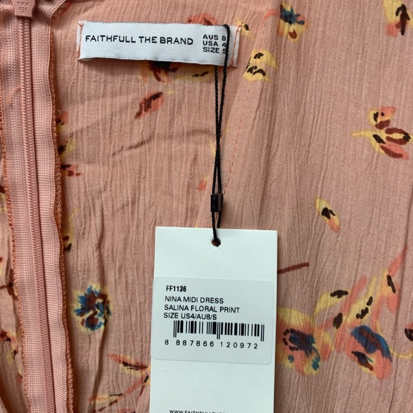 Faithfull the Brand Peach Floral Midi Dress - Picture 4 of 8